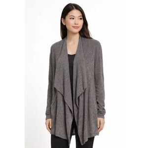 Barefoot Dreams Cozychic Lite Cardigan Gray S/M Open Front Soft Knit Pockets